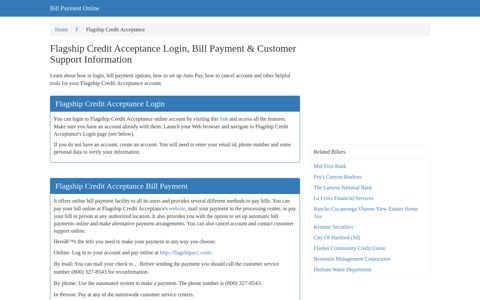 Flagship Credit Acceptance Login, Bill Payment & Customer ...