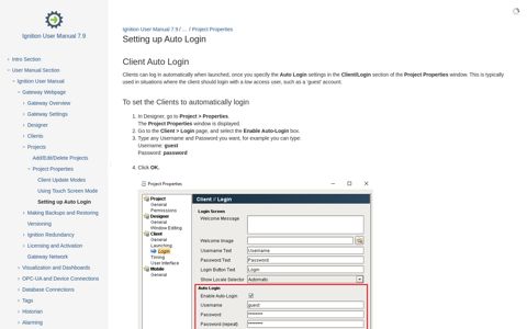 Setting up Auto Login - Ignition User Manual 7.9 - Ignition Mobile
