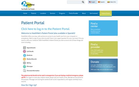 Patient Portal | HealthNet | Health services to the medically ...