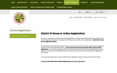 Online Registration - Forest Park School District 91
