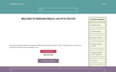 Welcome to Fareham Oracle: Log in to the site - General ...