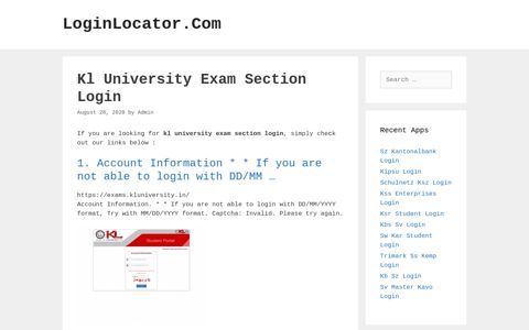 Kl University Exam Section Login - LoginLocator.Com