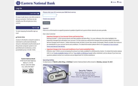 ENB Direct | Log On - Eastern National Bank
