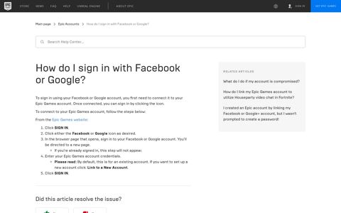 How do I sign in with Facebook or Google? - Epic Accounts ...