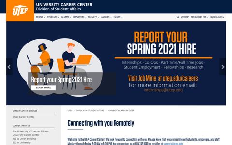 University Career Center - Services available online