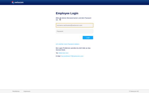 Employee Login - Swisscom