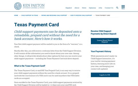Texas Payment Card | Office of the Attorney General