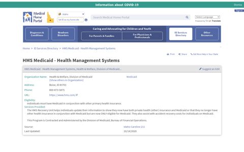 HMS Medicaid - Health ... - Idaho Medical Home Portal