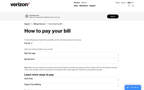 Paying your bill | Verizon Billing & Account