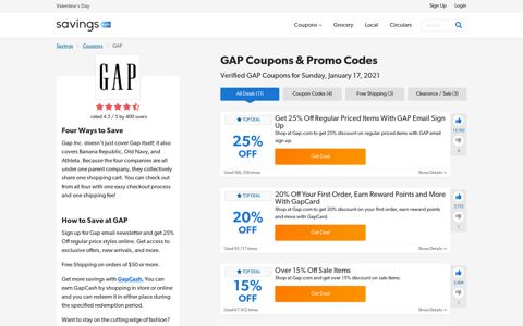 50% Off GAP Coupons, Promo Codes & Deals 2020 - Savings ...