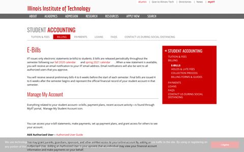 E-Bills | Student Accounting | Illinois Institute of Technology