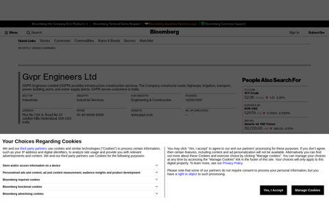 Gvpr Engineers Ltd - Company Profile and News - Bloomberg ...