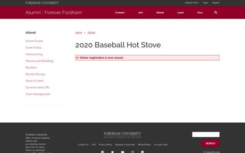 Forever Fordham - 2020 Baseball Hot Stove