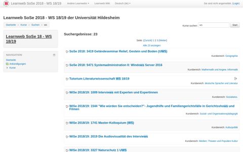 Learnweb SoSe 2018 - WS 18/19 der Universität Hildesheim ...