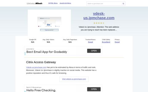 Vdesk-us.jpmchase.com website. Citrix Access Gateway.