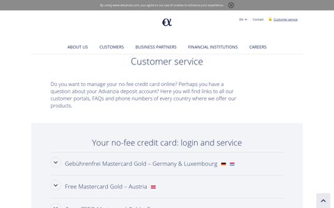 Your no-fee credit card: login and service - Advanzia Bank
