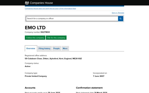 EMO LTD - Overview (free company information from ...