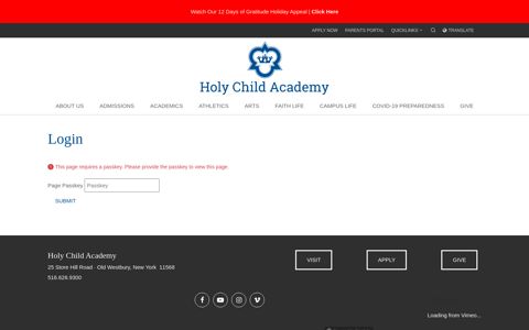 Login - Holy Child Academy
