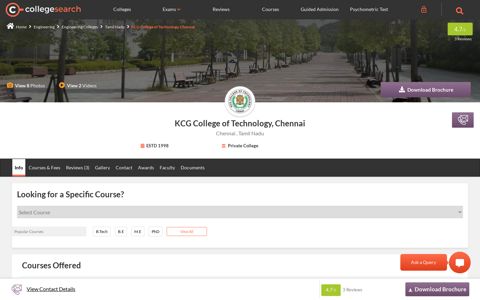 KCG College of Technology Chennai - Courses, Fees ...