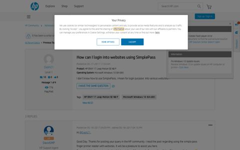 How can I login into websites using SimplePass - HP Support ...