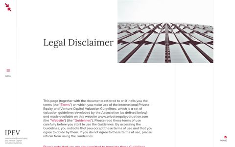 IPEV > Legal Disclaimer