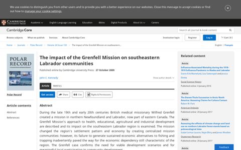 The impact of the Grenfell Mission on southeastern Labrador ...