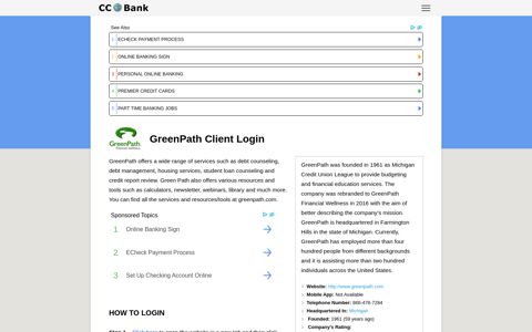 GreenPath Client Login - CC Bank