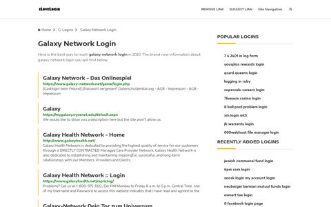 Galaxy Network Login ❤️ One Click Access