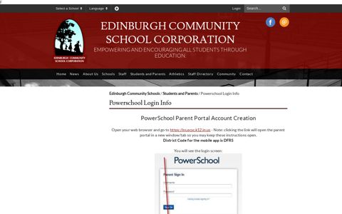 Powerschool Login Info - Edinburgh Community Schools