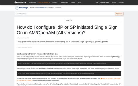 How do I configure IdP or SP initiated Single Sign On in AM ...