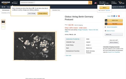 Globus Verlag Berlin Germany Postcard at Amazon's ...
