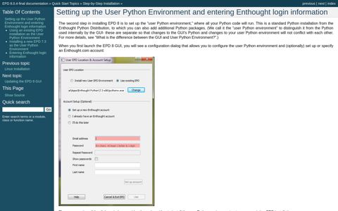 Setting up the User Python Environment and entering ...