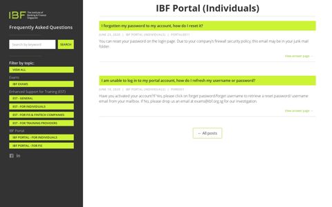 IBF Portal (Individuals) - FAQ