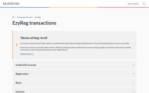 EzyReg transactions - SA.GOV.AU