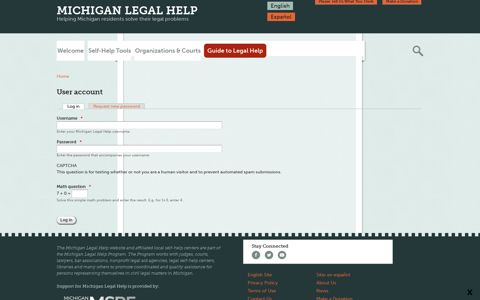 User account | Michigan Legal Help