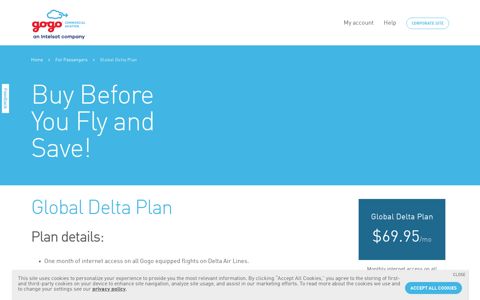 Delta Air Lines Global Monthly Internet Plan | Gogo