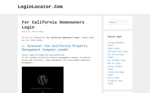 Fsr California Homeowners Login - LoginLocator.Com
