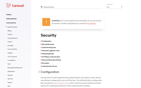 authentication and security - Laravel