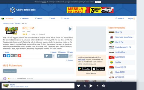 IRIE FM Listen Live - 107.5 MHz FM, Ocho Rios, Jamaica ...