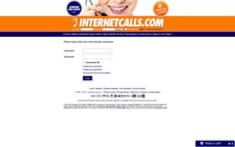 Log in to save on your calling charges here - Internetcalls