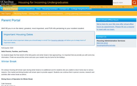 Parent Portal | HDH | Undergrad Housing ... - UCSD HDH