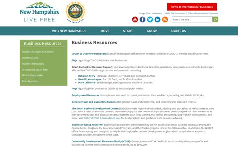 COVID-19 Information for Businesses - NH Economy
