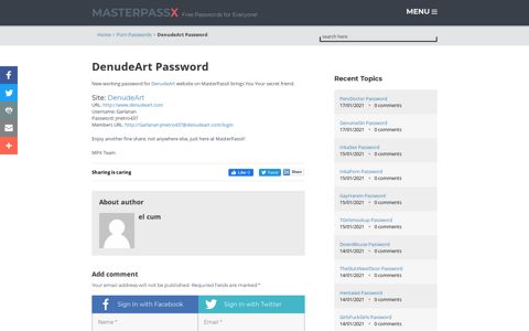 DenudeArt Password - Porn Passwords