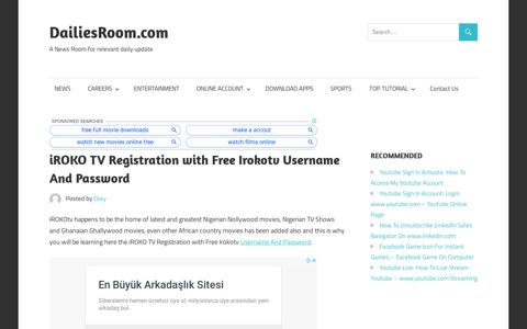 iROKO TV Registration with Free Irokotv Username And ...