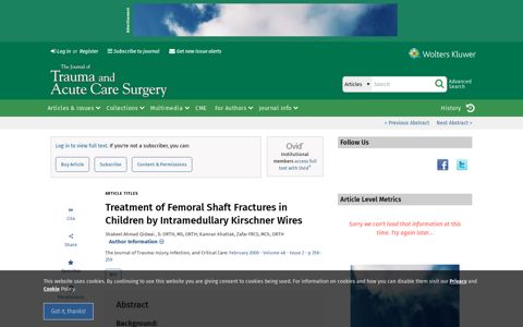 Treatment of Femoral Shaft Fractures in Children by Intramed ...