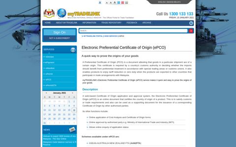Electronic Preferential Certificate of Origin (ePCO)