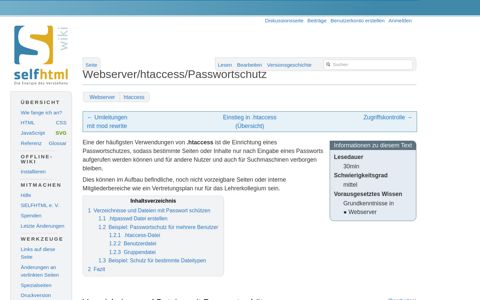 Webserver/htaccess/Passwortschutz – SELFHTML-Wiki