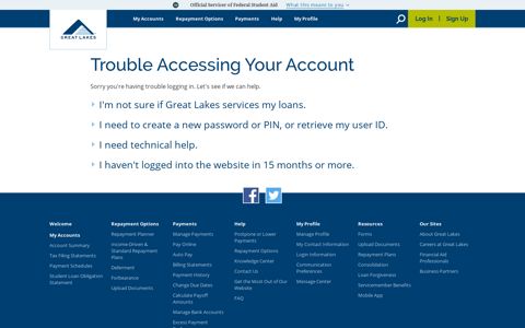 Trouble Accessing Your Account - Great Lakes