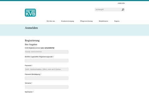 KVB-Internet - Registrierung