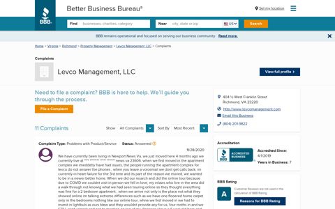 Levco Management, LLC | Complaints | Better Business ...